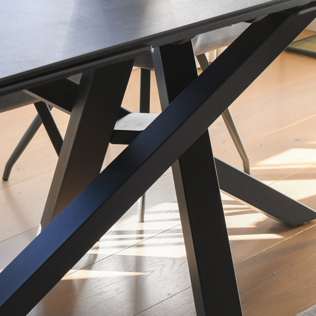 180cm Ext Spider Base Dining Table Dark Grey Ceramic