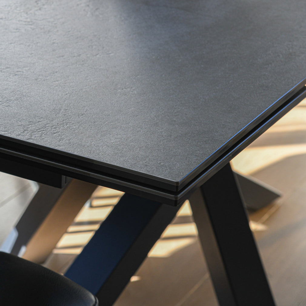 180cm Ext Spider Base Dining Table Dark Grey Ceramic