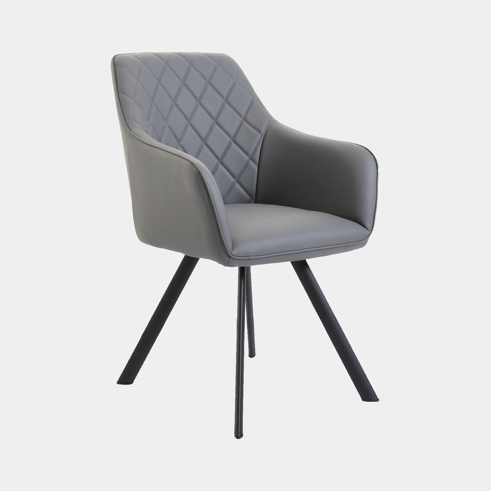 Pietro - Carver Dining Chair PU Dark Grey