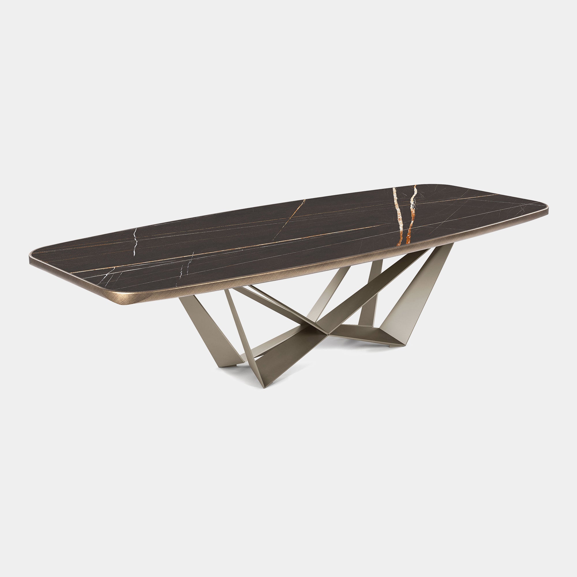 200cm x 120cm Table Brushed Bronze Rounded Profile With Graphite GFM69 Base
