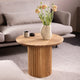 48cm Round Coffee Table With Ribbed Column Leg