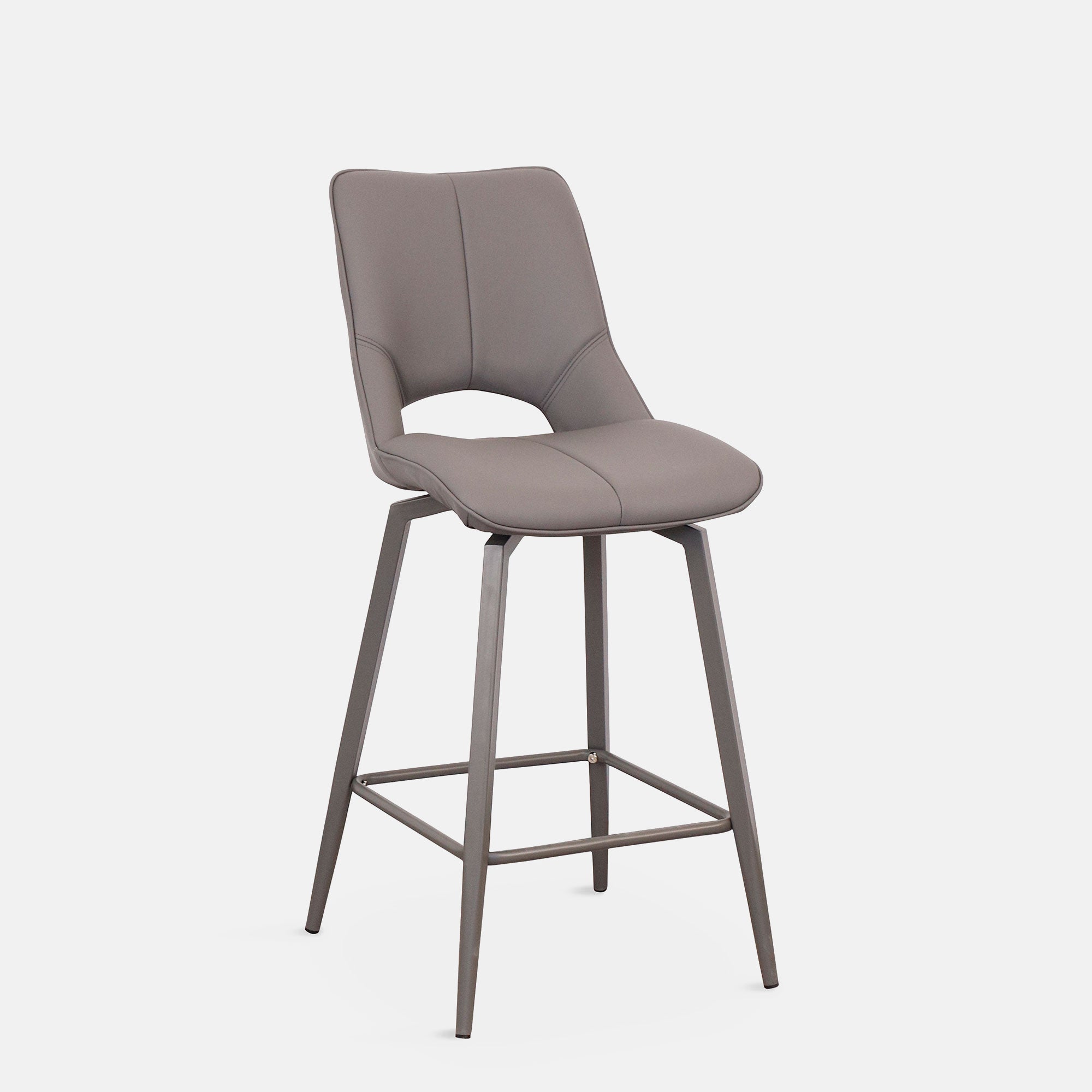 Bar Stool In Dark Grey PU With Grey Powder Coated Legs