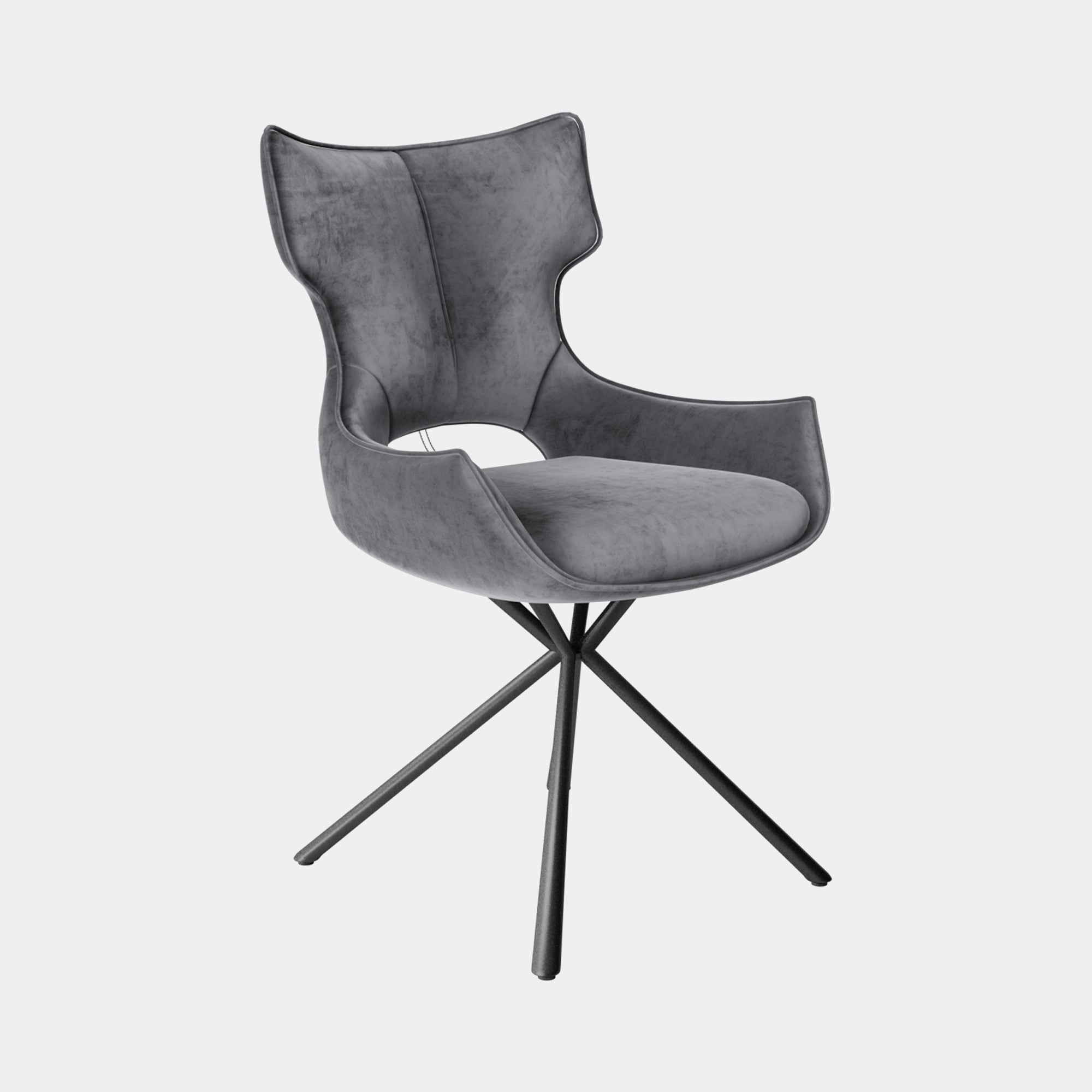 Dining Chair In Grey Velvet