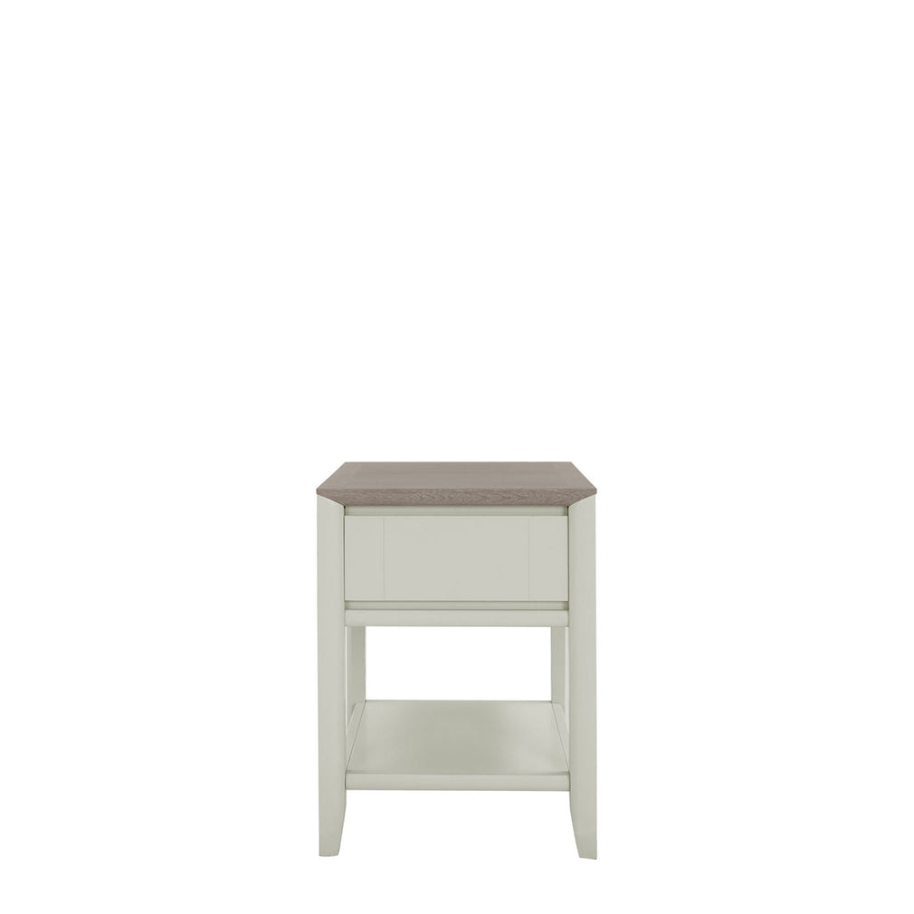 Lamp Table With Drawer In Grey Washed Oak With Soft Grey Finish
