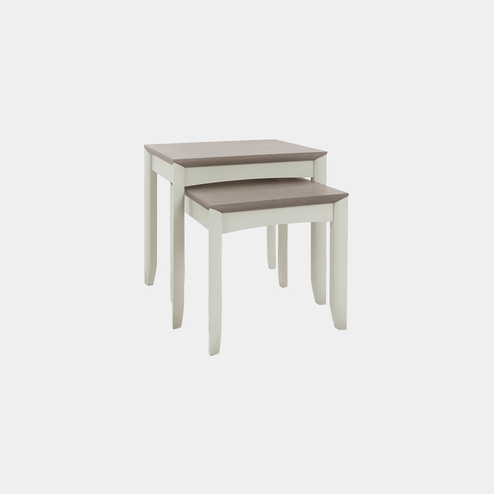 Nest Of Lamp Tables In Grey Washed Oak With Soft Grey Finish (Assembly Required)