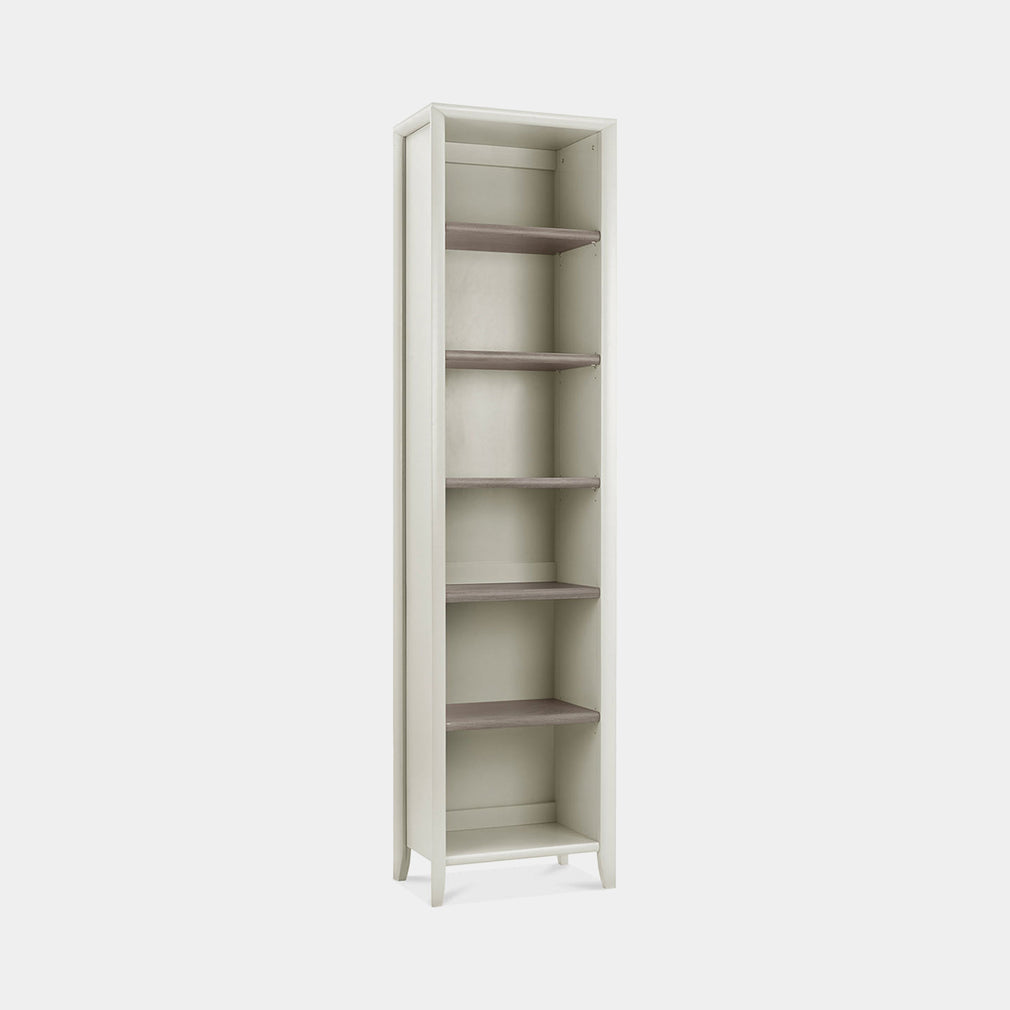 Narrow Bookcase In Grey Washed Oak With Soft Grey Finish (Assembly Required)