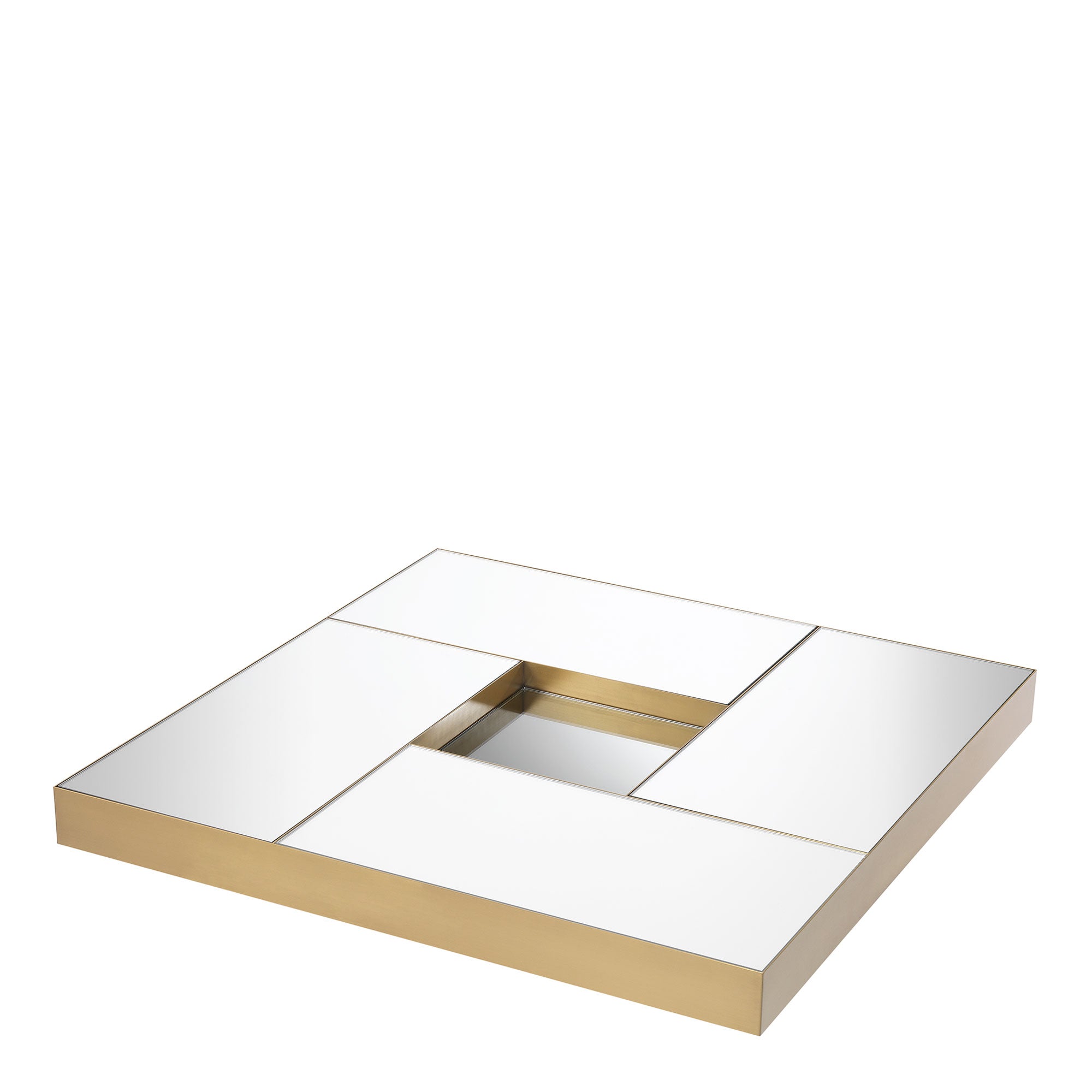 Eichholtz Allure - Coffee Table Brushed Brass Finish Clear Mirror Glass Top