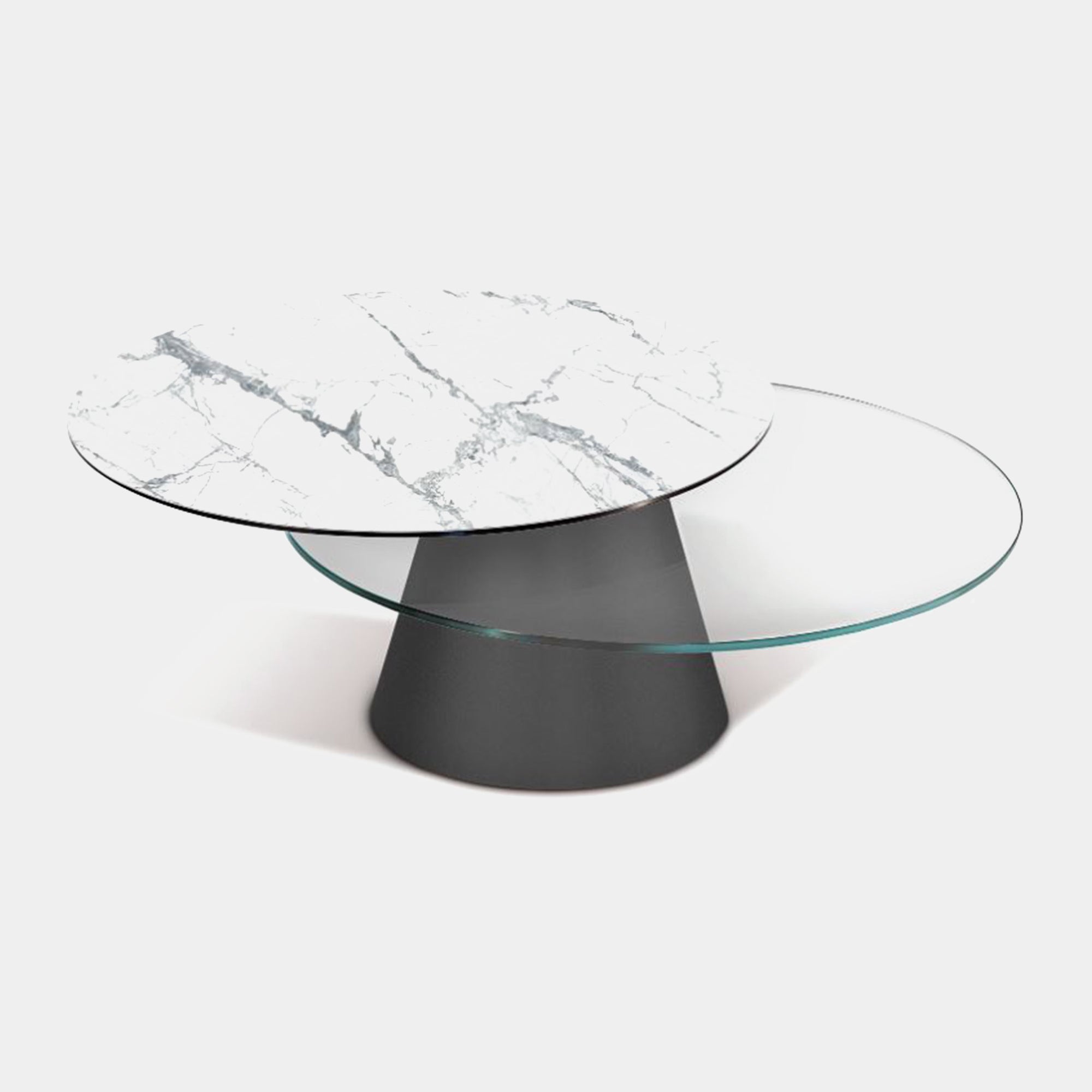 Girotondo - Swivel Coffee Table With Metal Base Ceramic Stone Tops