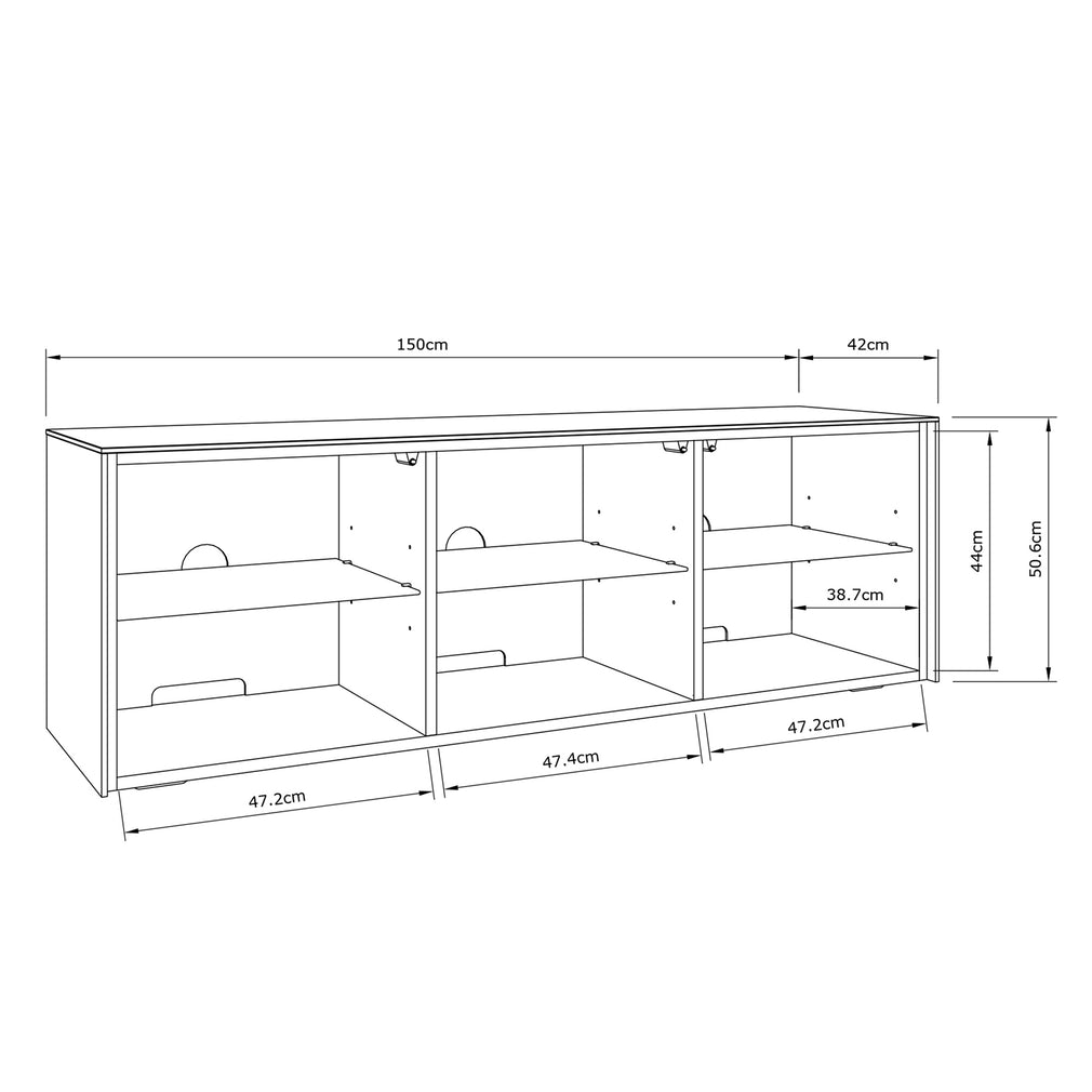 Paragon - 150CM TV Unit In Grey Gloss