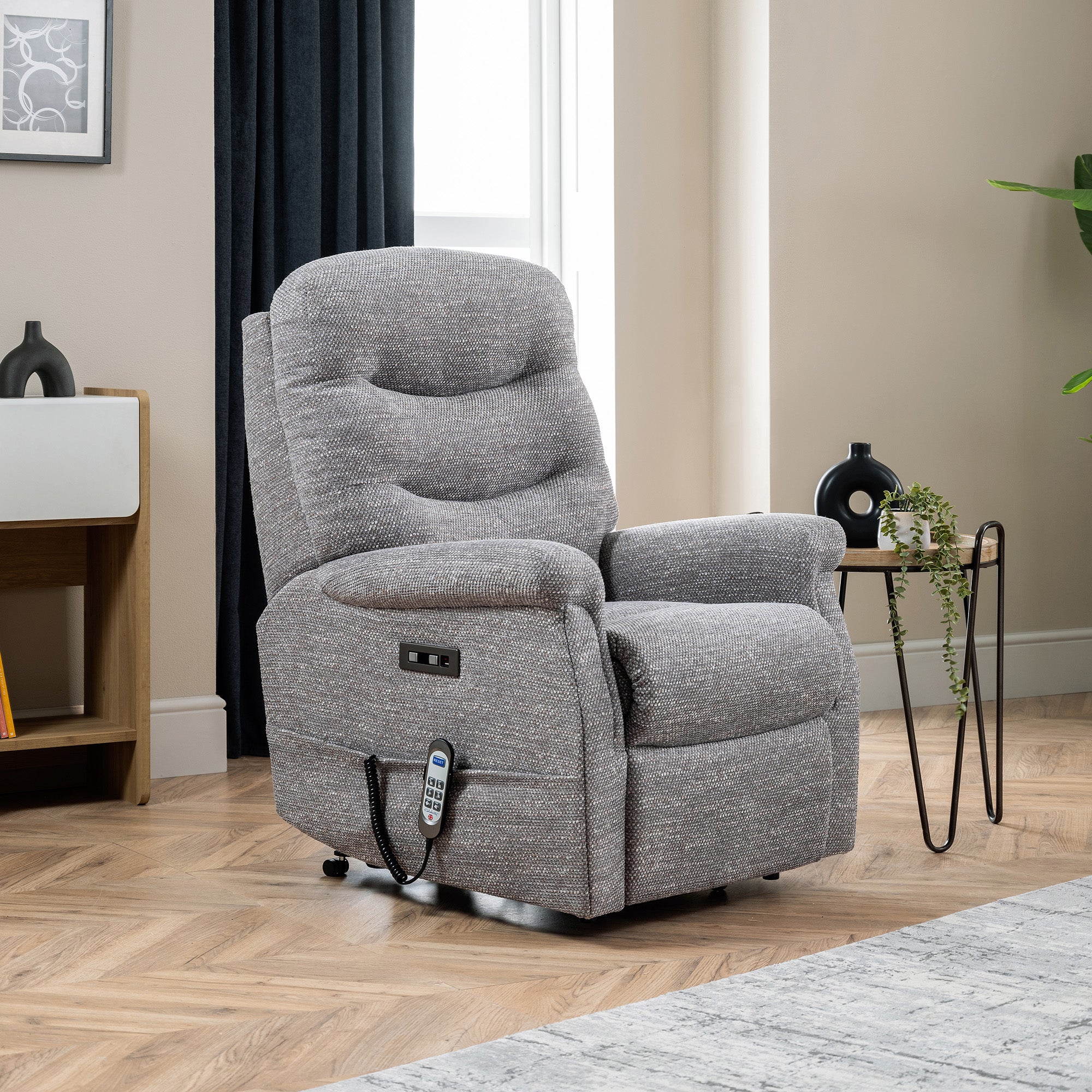 Broadway - Petite Single Motor Recliner Chair With Lumbar & Headrest In Fabric