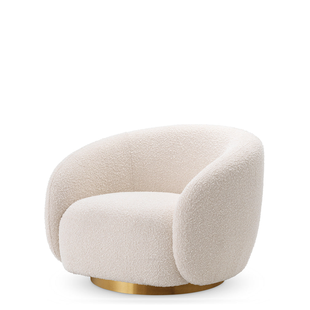 Swivel Chair In Boucle Cream