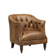 Coningsby - Accent Chair In Leather Voyager - LLS Single Malt, Brass Studs, Walnut Foot