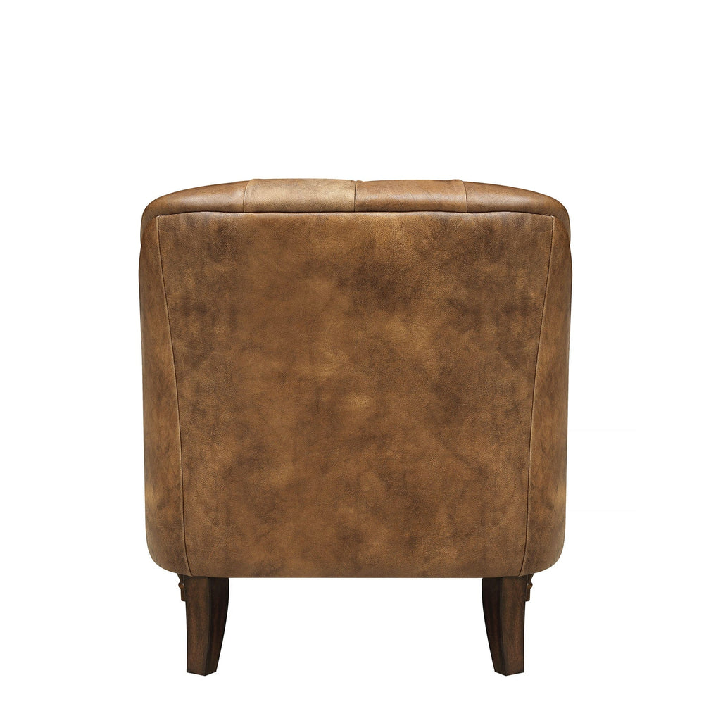 Coningsby - Accent Chair In Leather Voyager - LLS Single Malt, Brass Studs, Walnut Foot