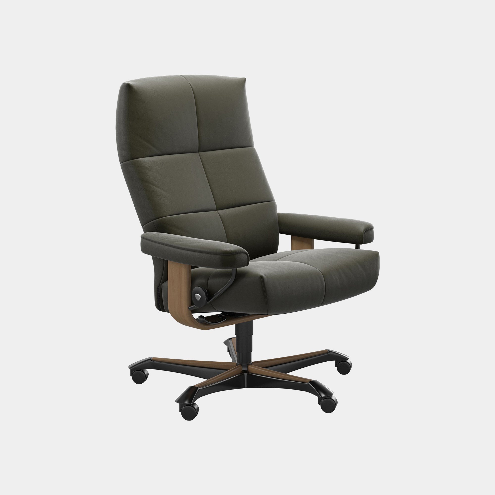 Medium Chair With Wood Office Base In Leather Batick (Assembly Required)