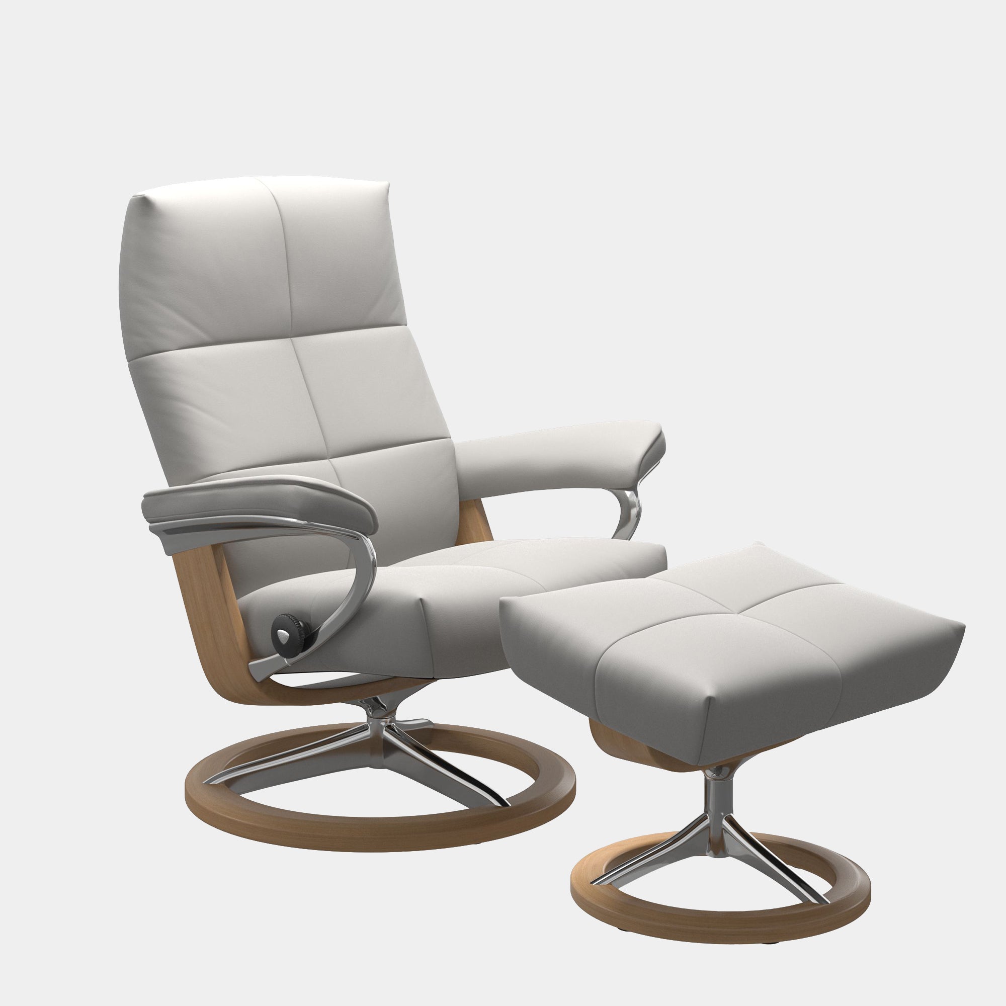 Stressless David - Chair & Footstool With Signature Base In Leather Batick Small