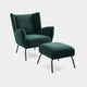 Accent Chair And Footstool In Fabric Hermes Teddy Forest Green