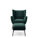 Accent Chair And Footstool In Fabric Hermes Teddy Forest Green
