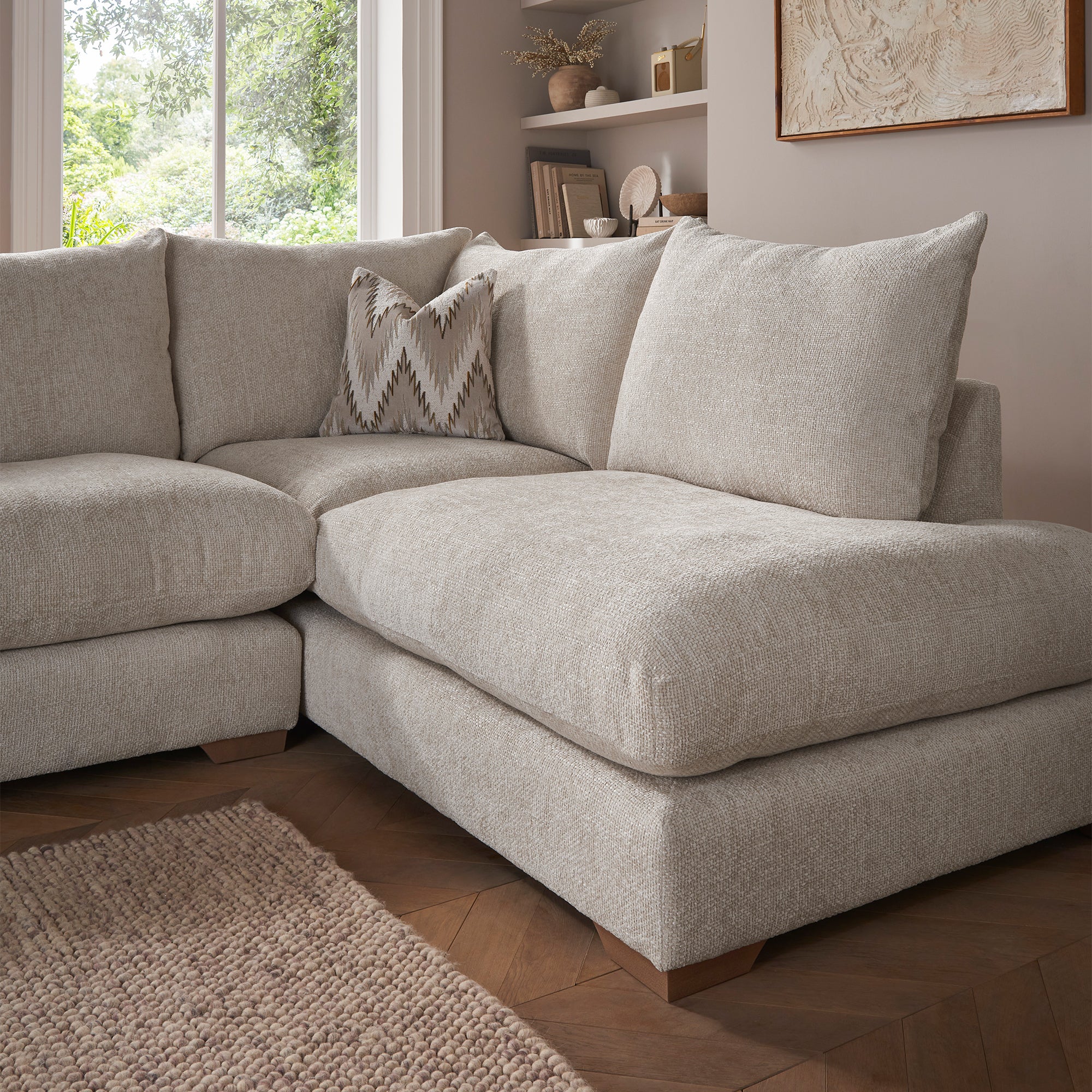 Harper - 2 Seat RHF Chaise Sofa In Fabric Grade C With Fibre Interiors
