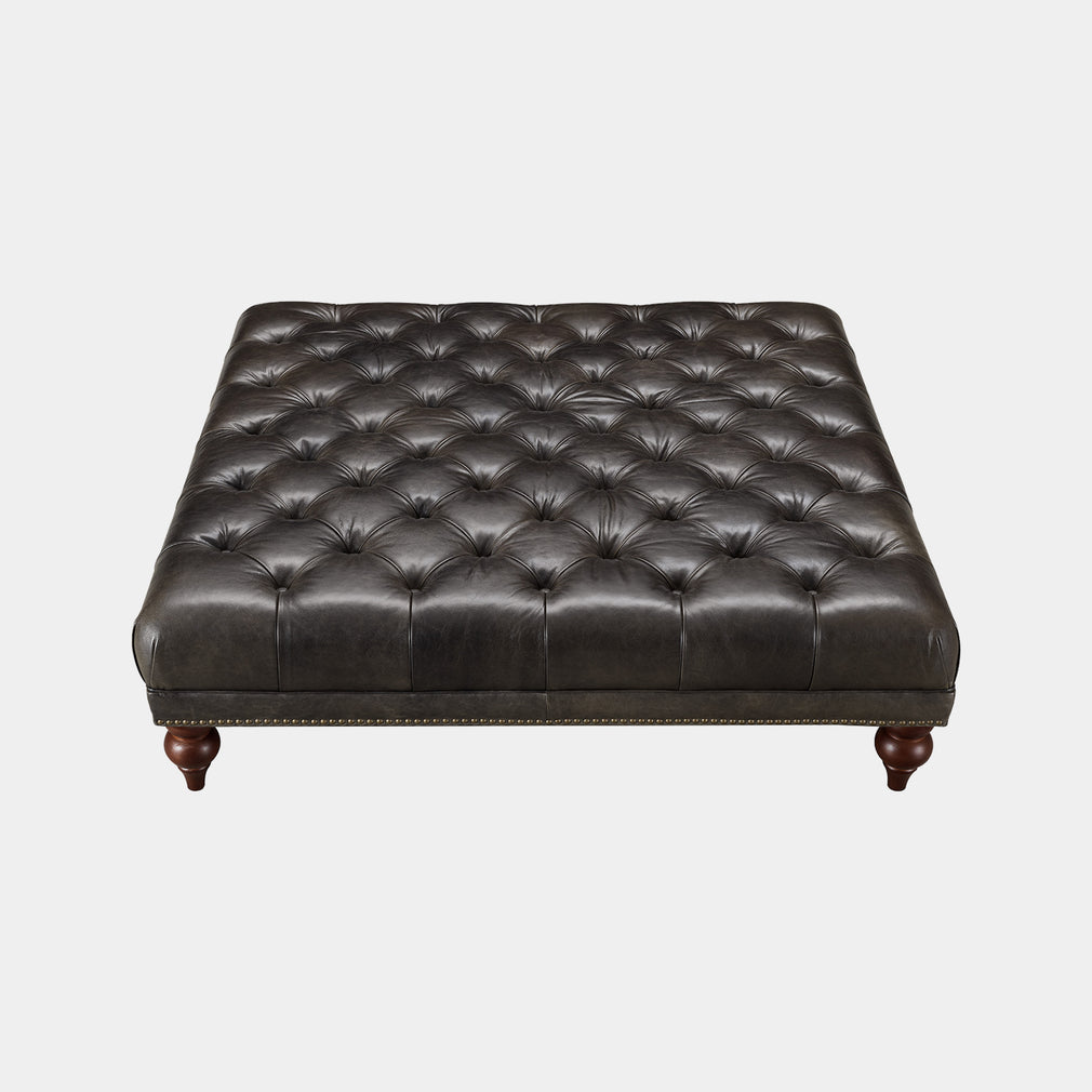 Lancaster - Footstool In Full Aniline Leather