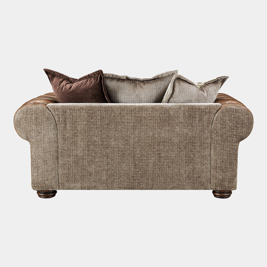 Lancaster - 1.5 Seat Pillow Back Snuggler In Fabric & Full Aniline Leather Mix