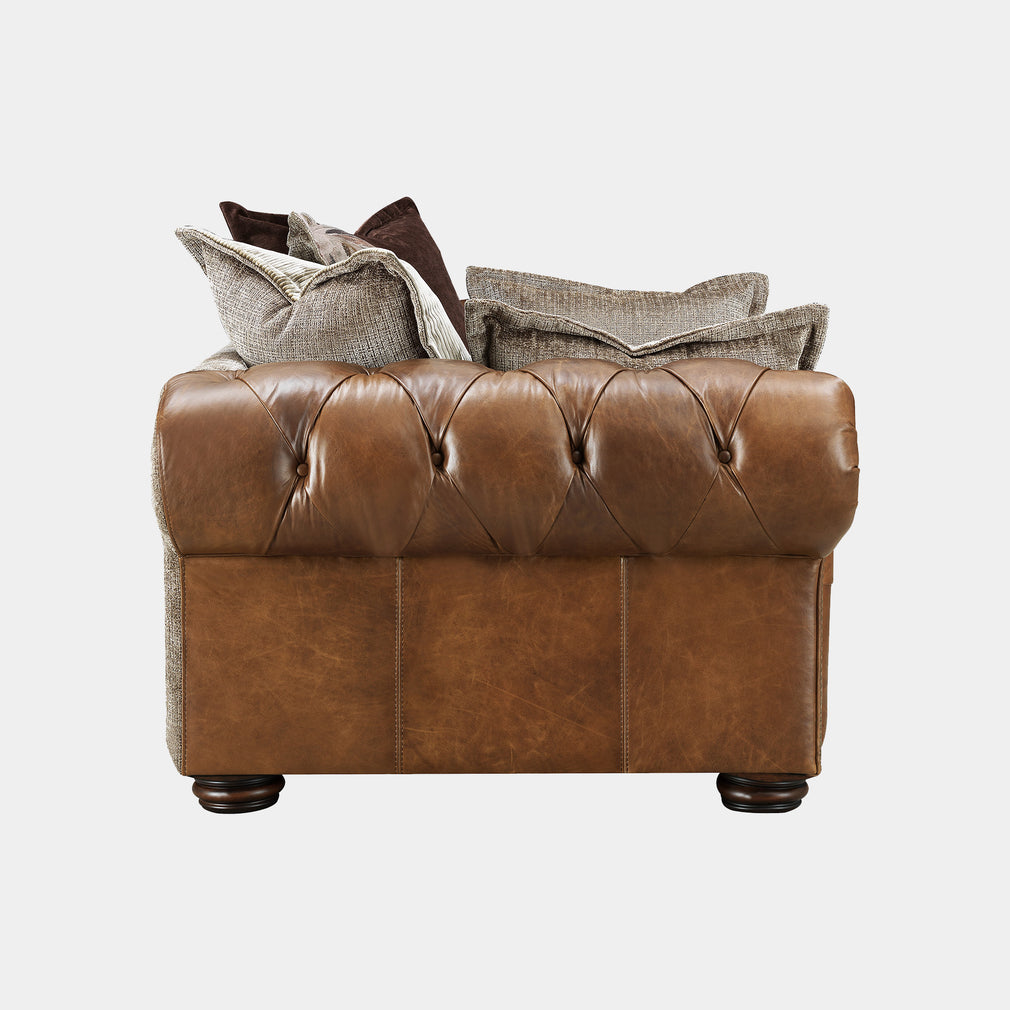 Lancaster - 1.5 Seat Pillow Back Snuggler In Fabric & Full Aniline Leather Mix