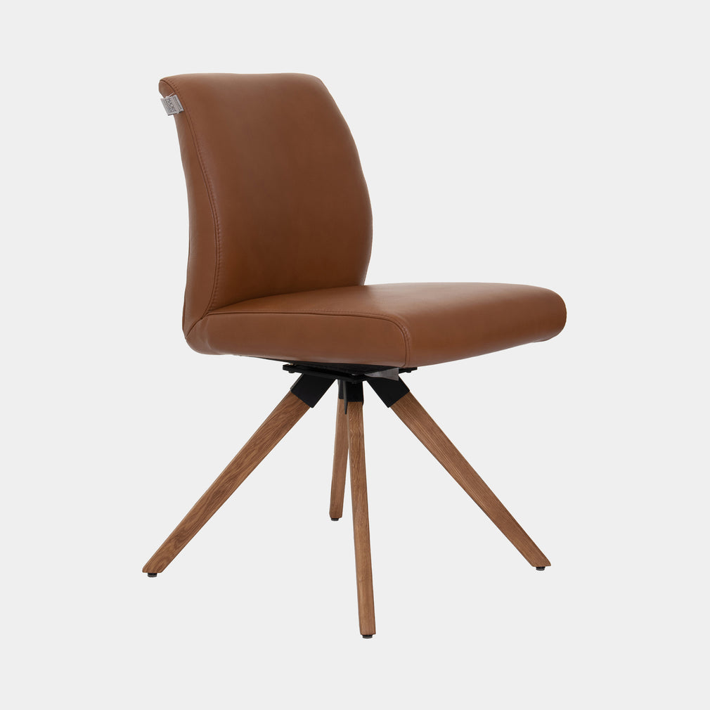 Chair With 'C' Wooden Leg In Soleda Leather