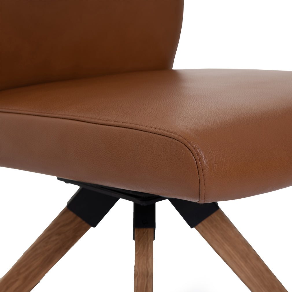 Chair With 'C' Wooden Leg In Soleda Leather