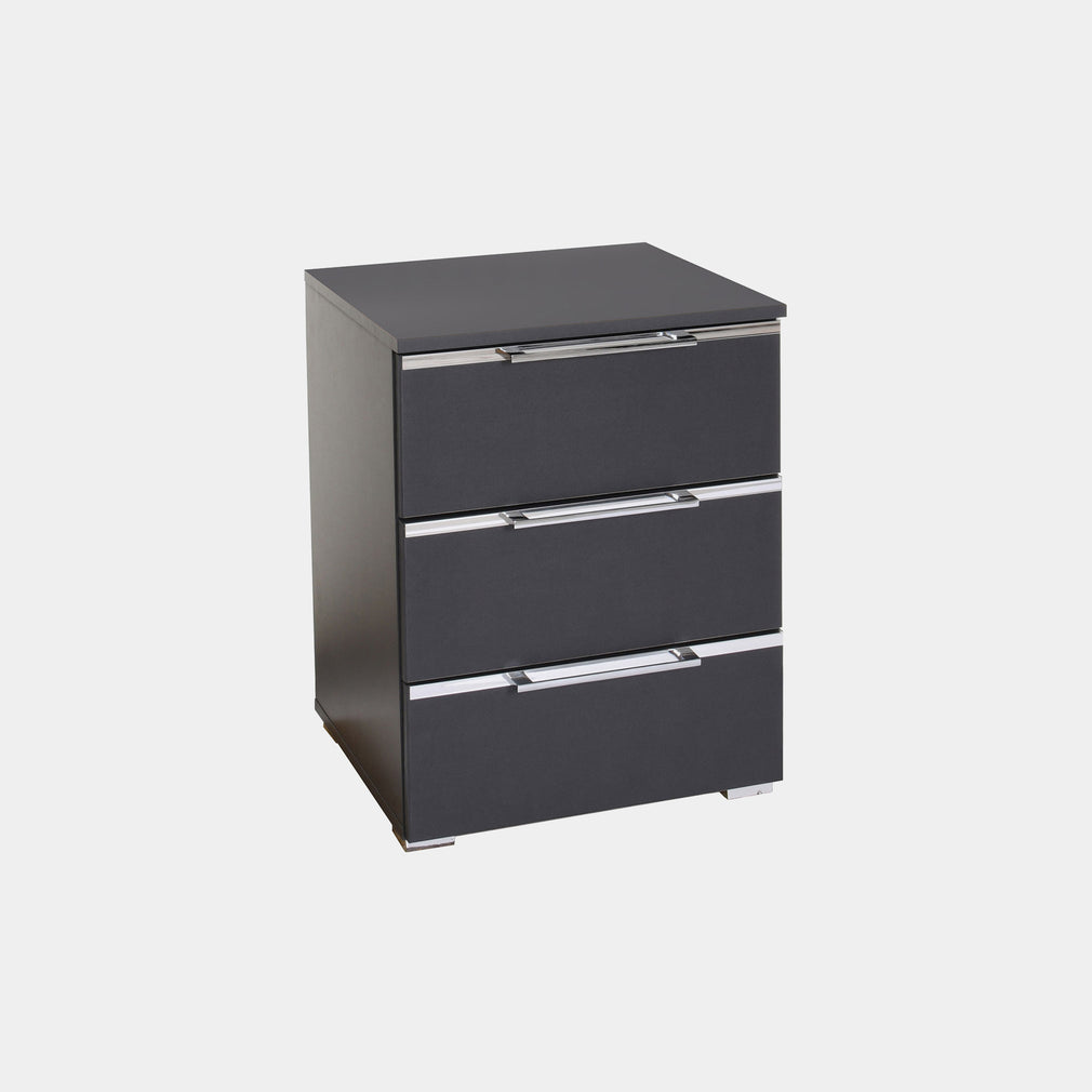 Omega - 47cm 3 Drawer Bedside Table In Colour With Horizontal Trim 637C