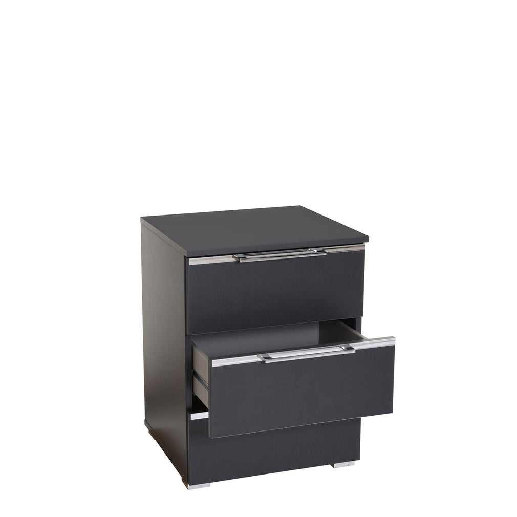 Omega - 47cm 3 Drawer Bedside Table In Colour With Horizontal Trim 637C