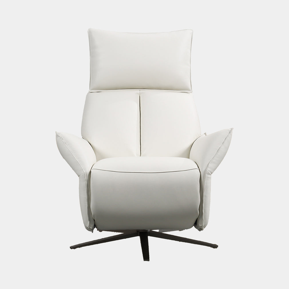 Omega - Swivel Power Recliner Chair In Leather Eggshell