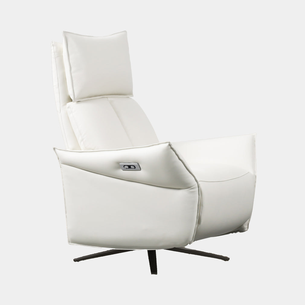 Omega - Swivel Power Recliner Chair In Leather Eggshell