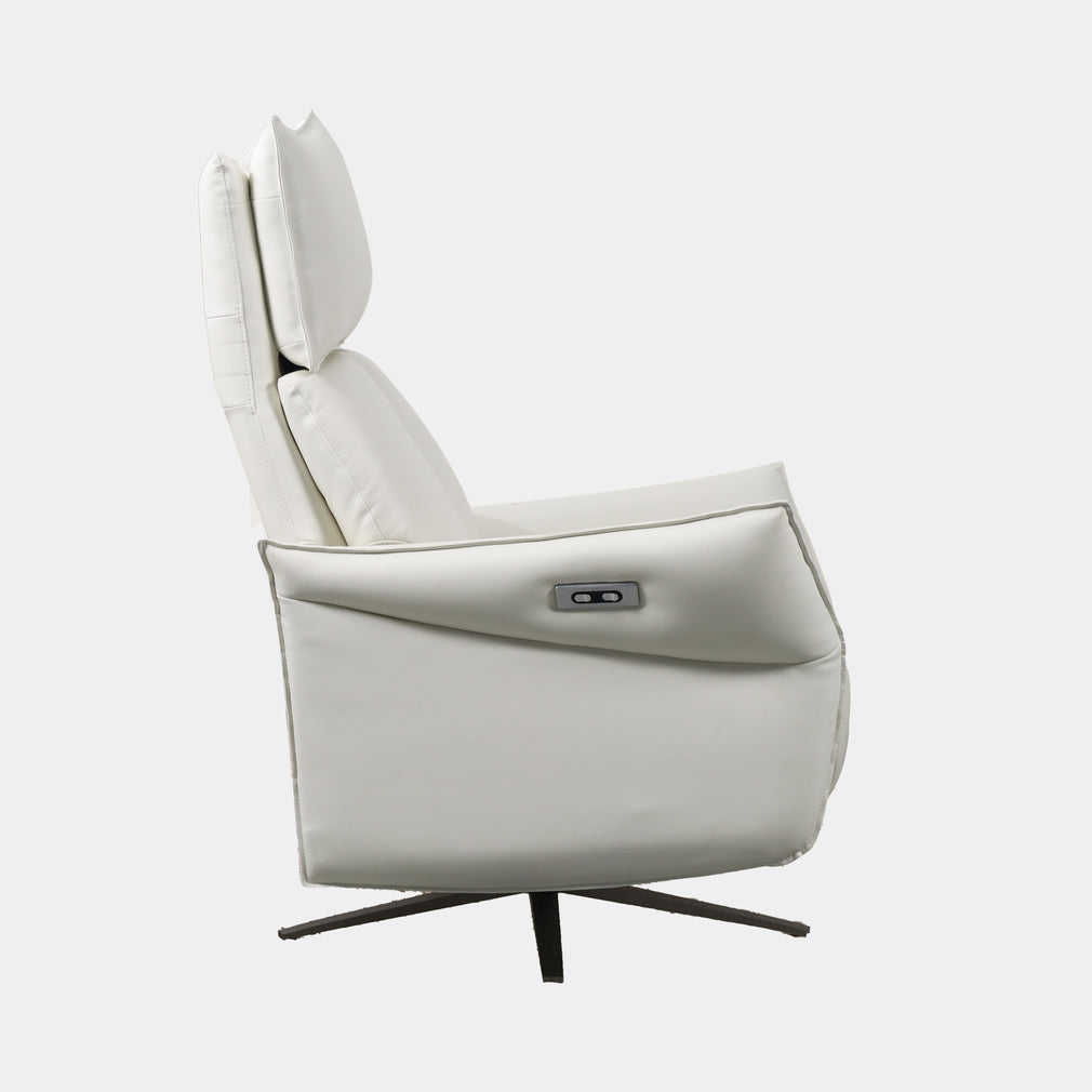 Omega - Swivel Power Recliner Chair In Leather Eggshell