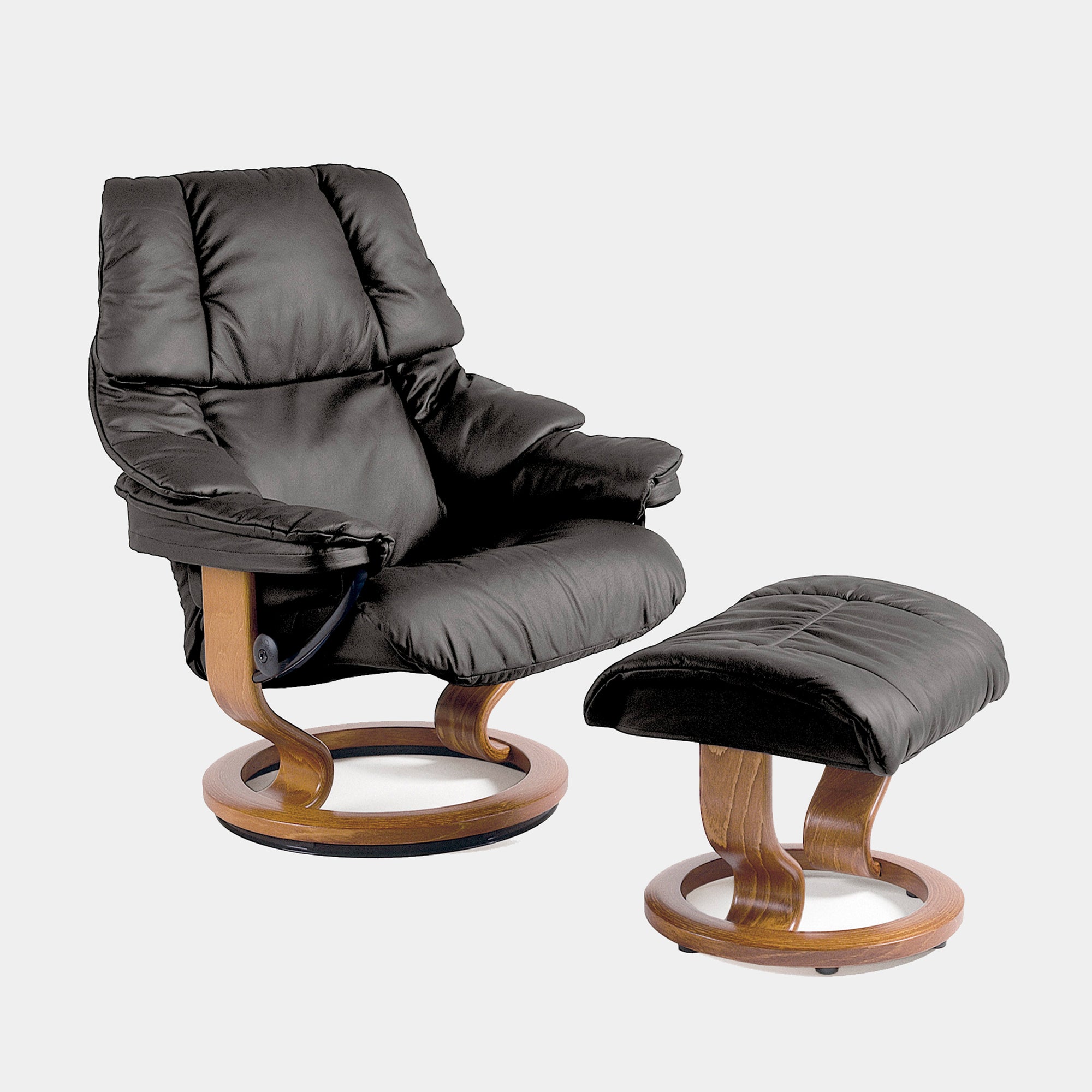 Stressless Reno - Chair & Stool With Classic Base In Noblesse Leather Large