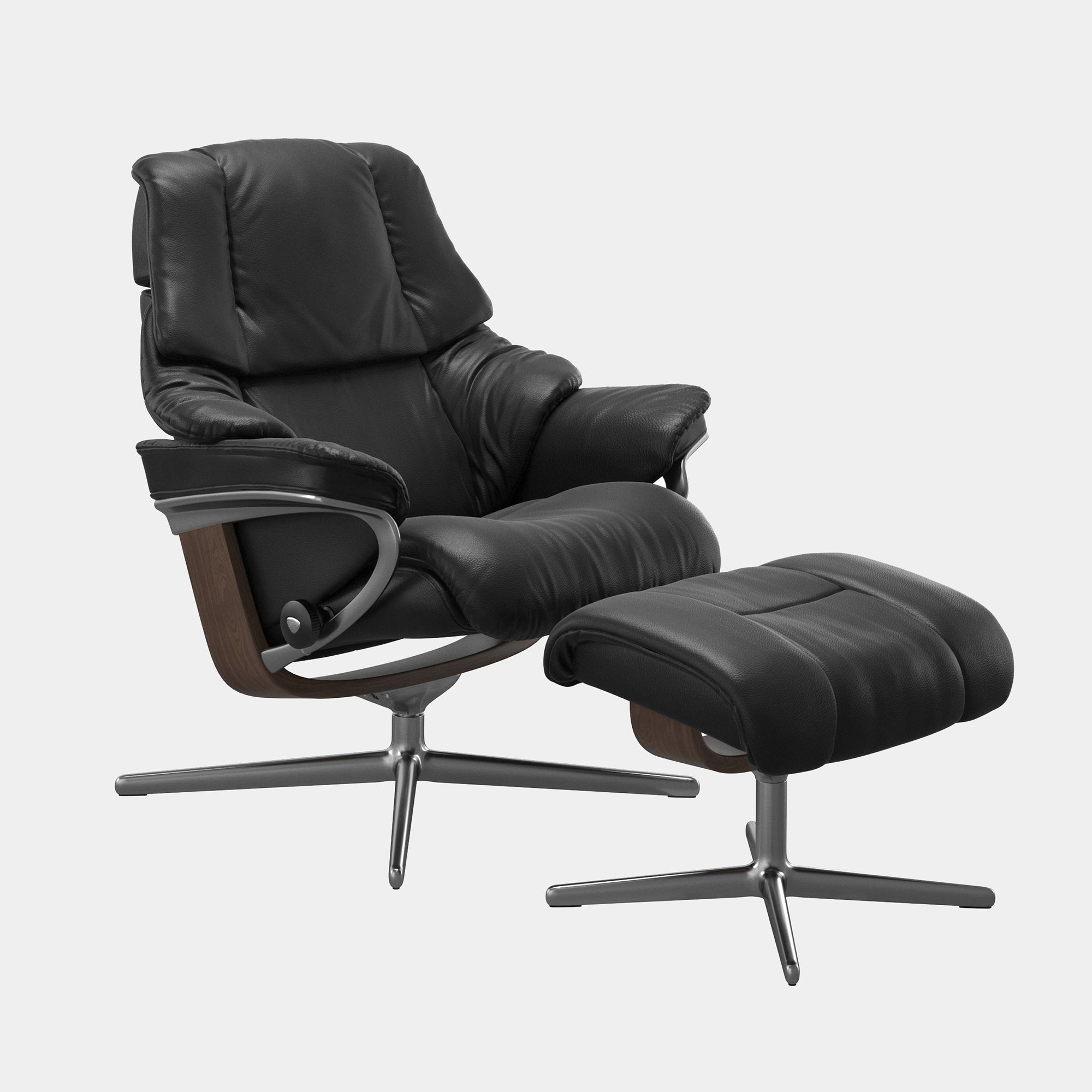 Stressless Reno - Chair & Stool With Cross Base In Noblesse Leather Large