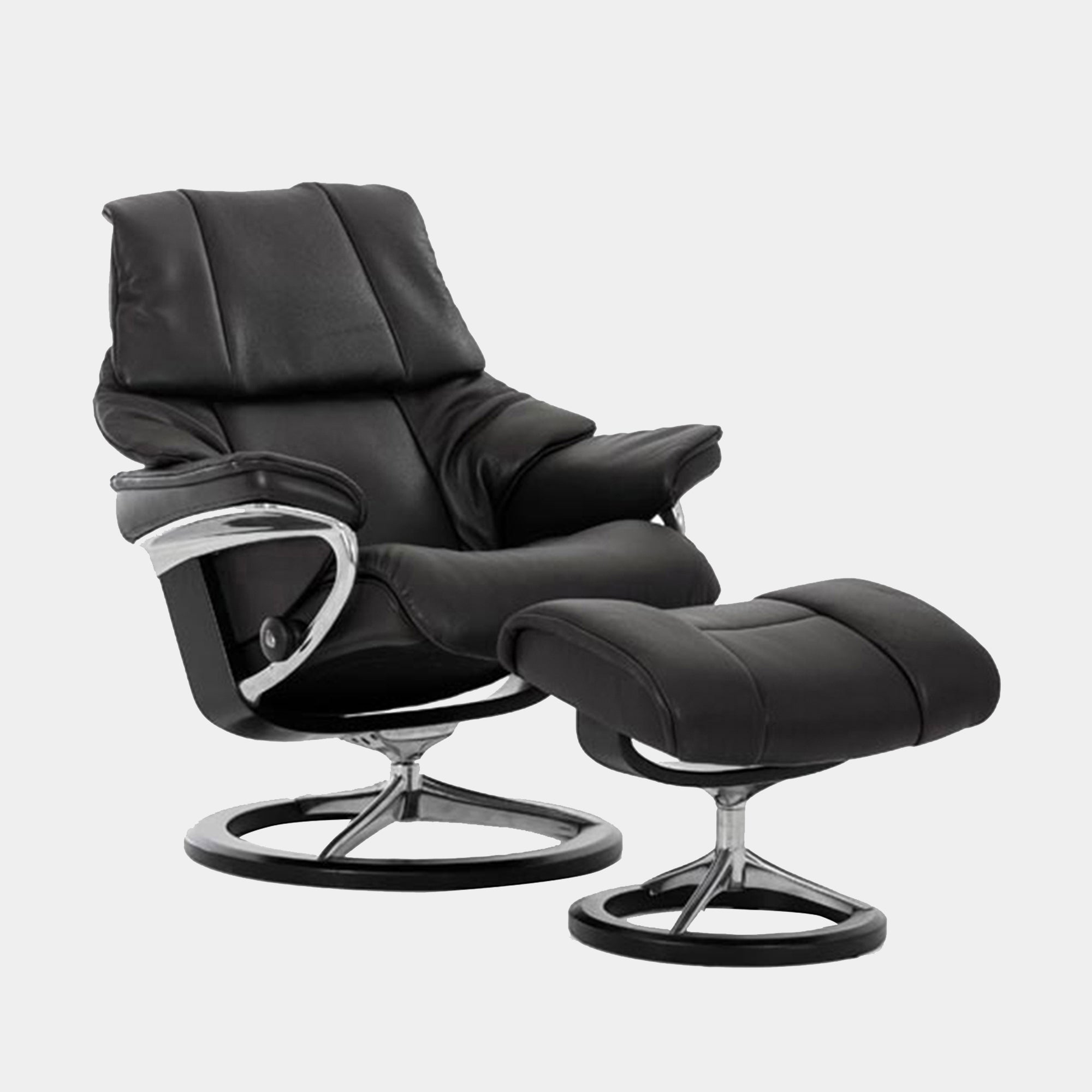 Stressless Reno - Chair & Stool With Signature Base In Noblesse Leather  Small