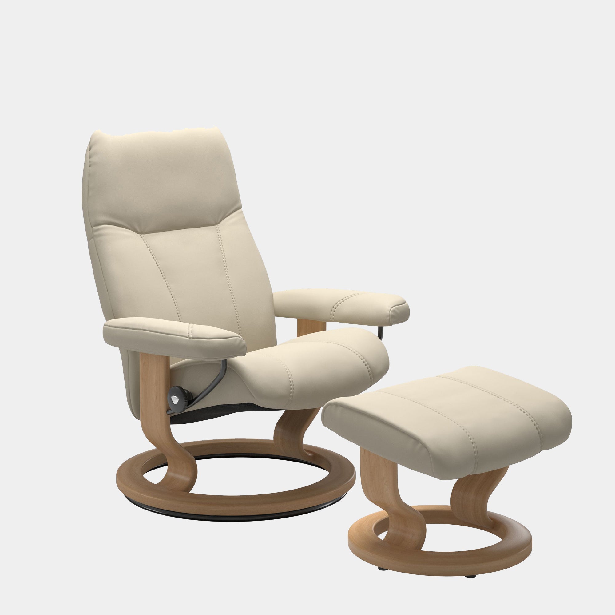 Chair & Stool Small Batick Cream Leather - Oak Wood Finish