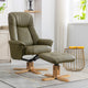 Sierra - Swivel Chair & Stool In Leather Match Olive Green With Mid Oak Base