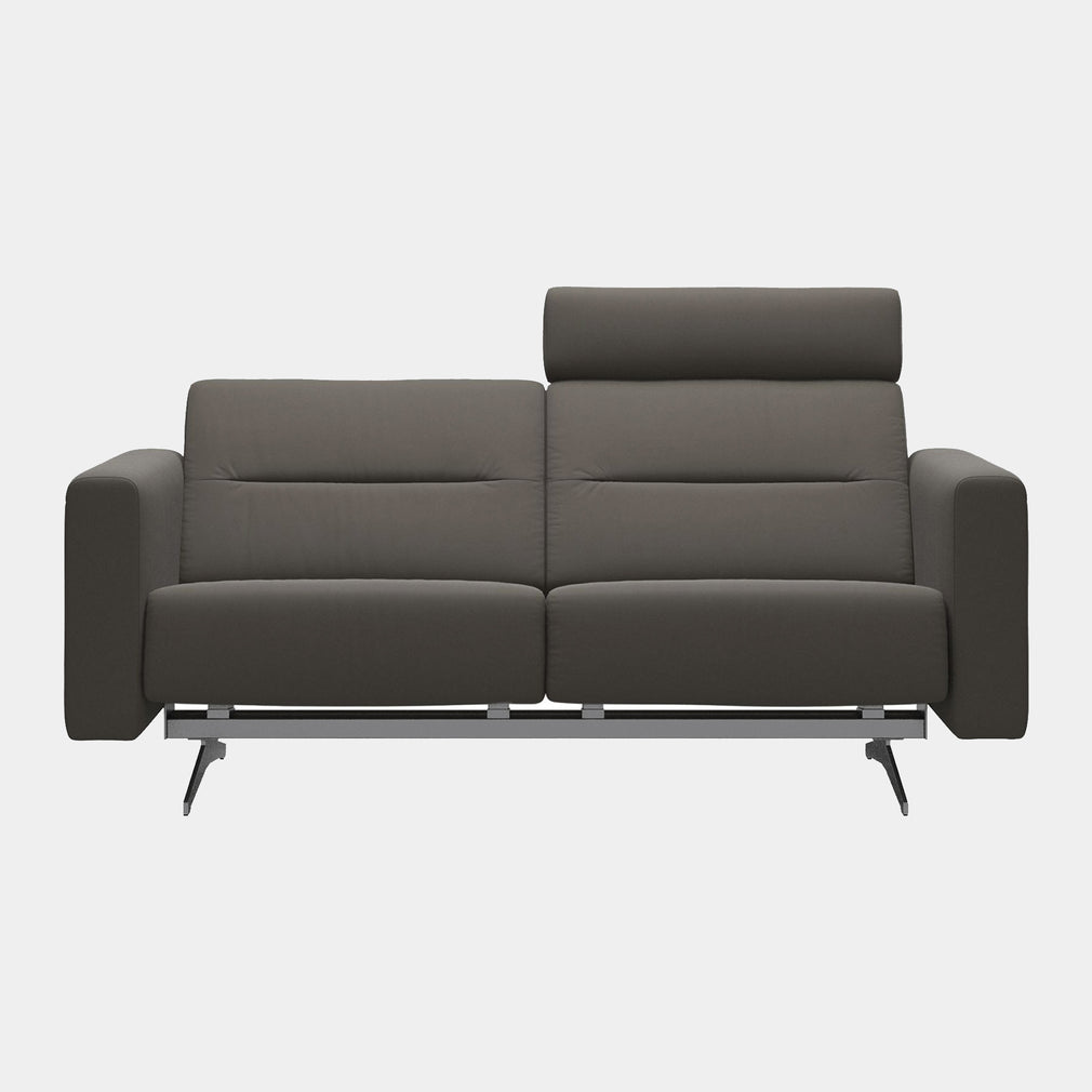QUICKSHIP - 2s Seat Sofa With S2 Arm In Leather Paloma Metal Grey With Chrome Foot