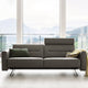 QUICKSHIP - 2s Seat Sofa With S2 Arm In Leather Paloma Metal Grey With Chrome Foot