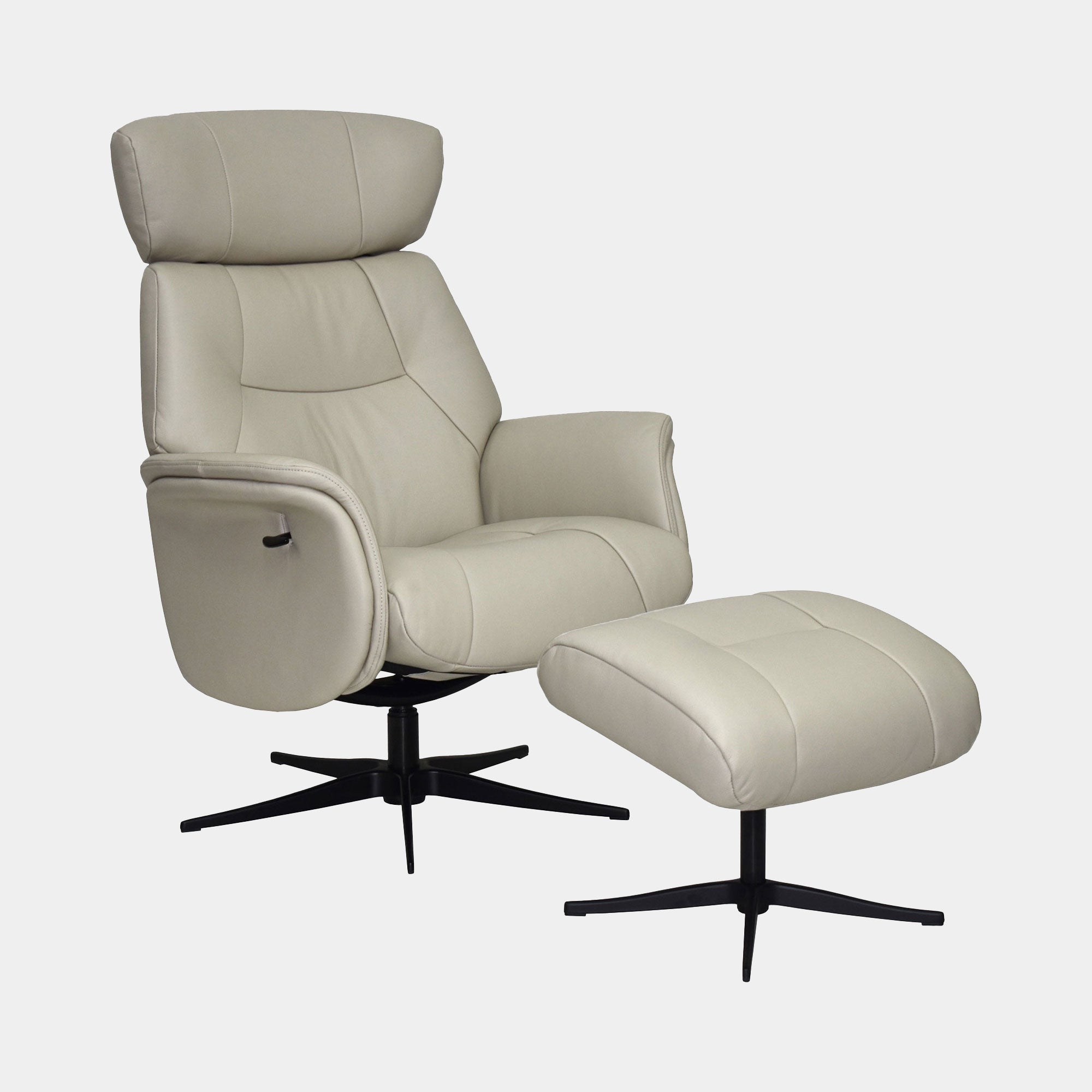 Senator - Swivel Recliner Chair & Footstool In Leather With Black Base Match Mushroom