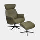 Senator - Swivel Recliner Chair & Footstool In Leather With Black Base Match Olive Green