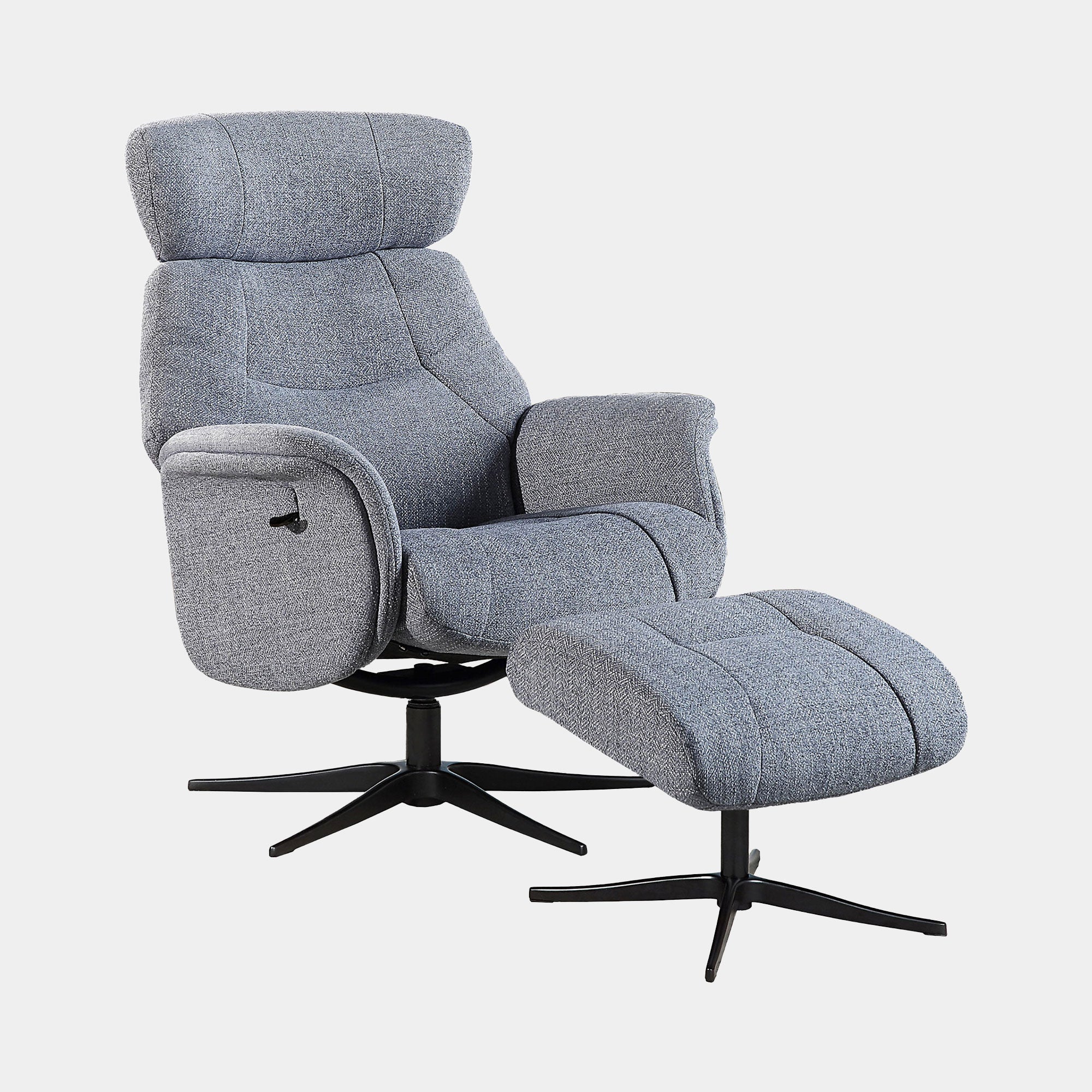 Senator - Swivel Recliner Chair & Footstool In Fabric Powder Blue