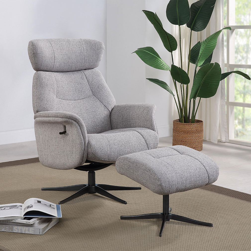 Senator - Swivel Recliner Chair & Footstool In Fabric Casper