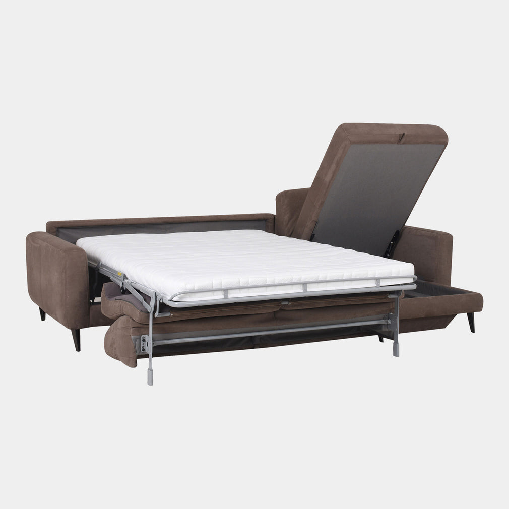 2.5 Seat Sofa Bed LHF Arm With 1.5 Seat Storage RHF Chaise With Foam Mattress In Fabric