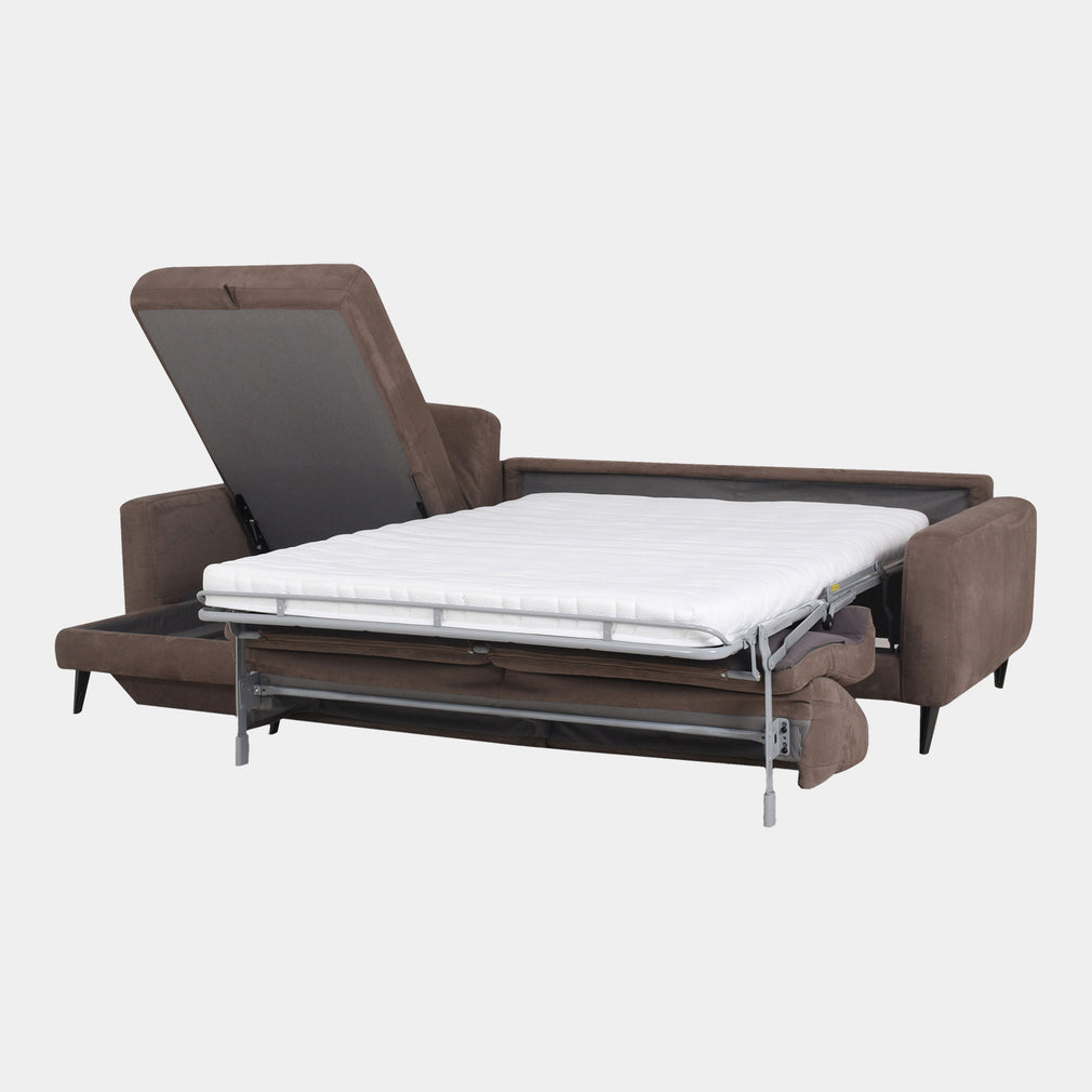 2.5 Seat Sofa Bed RHF Arm With 1.5 Seat Storage LHF Chaise With Foam Mattress In Fabric