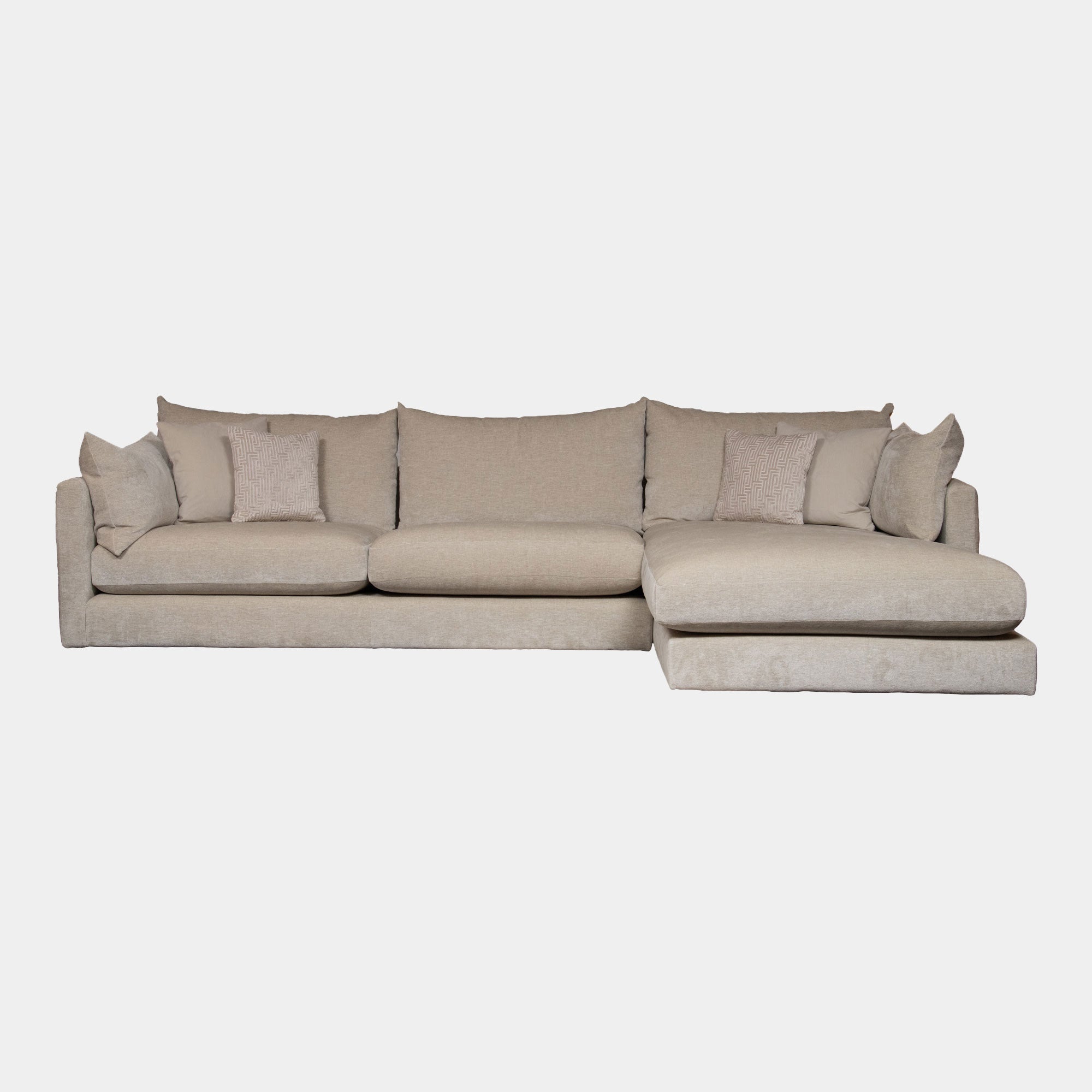 RHF Large Chaise Sofa (With Fibre Seat Interior) In Grade C Fabric