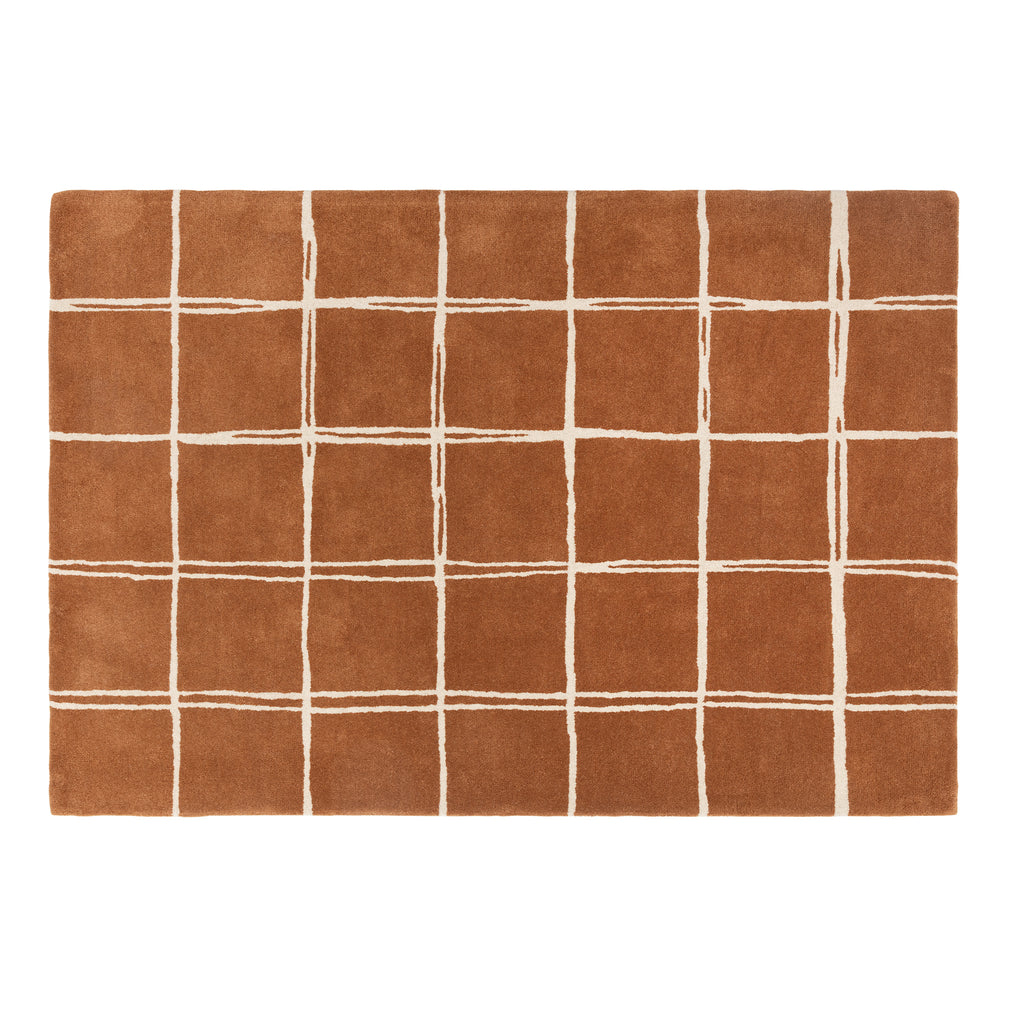 Albany Grid Rug Rust 80cm x 150cm