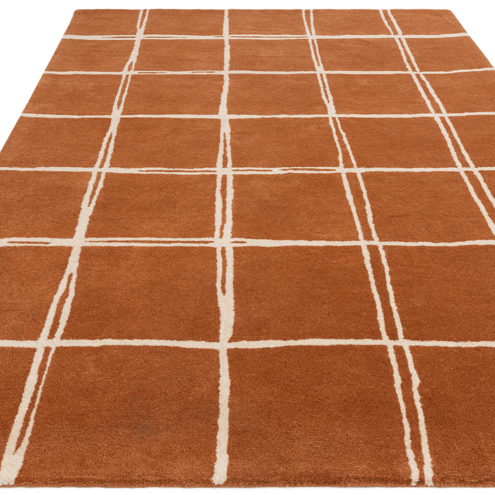 Albany Grid Rug Rust 80cm x 150cm