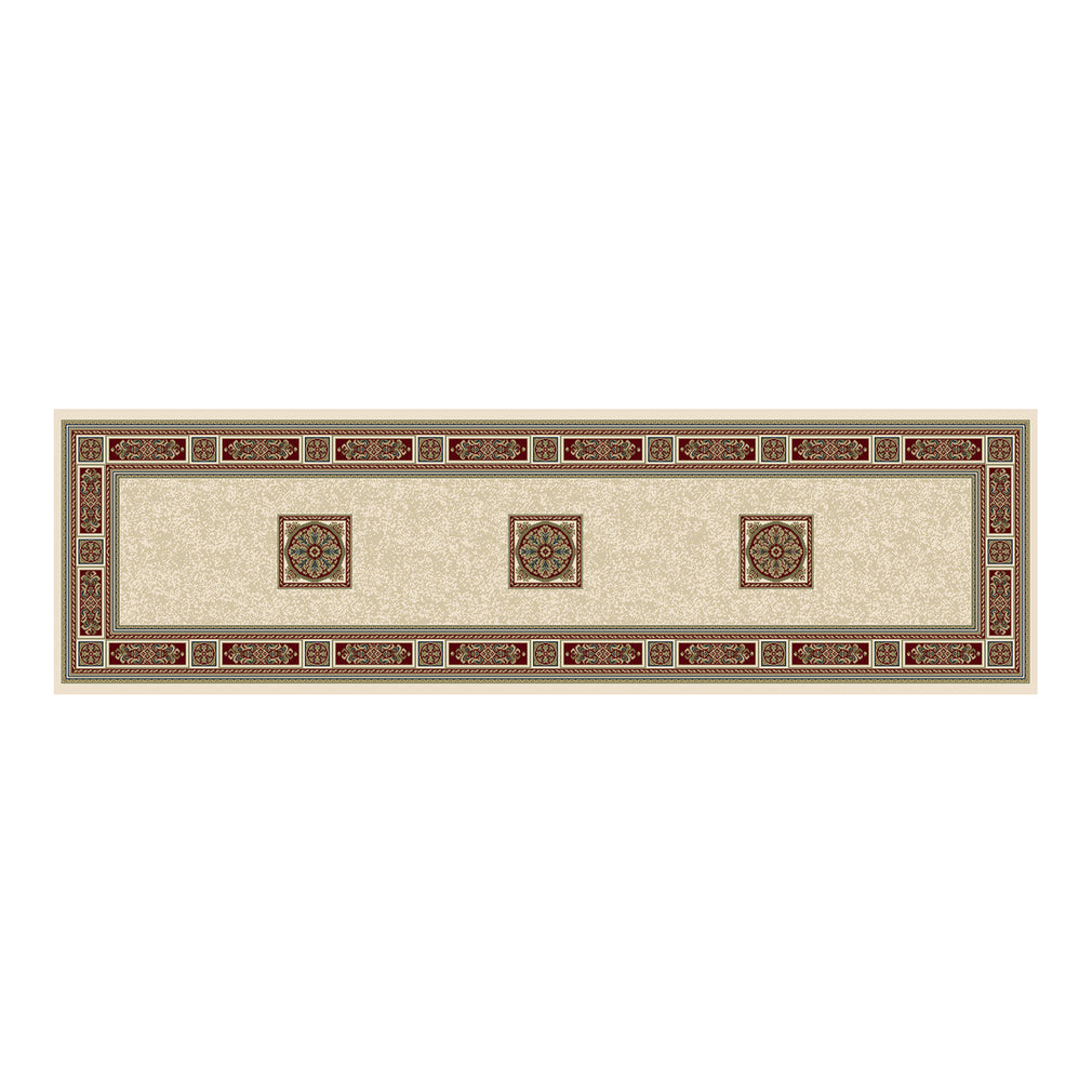 Da Vinci Rug Cream/Red 057-081-6414 67cm x 230cm