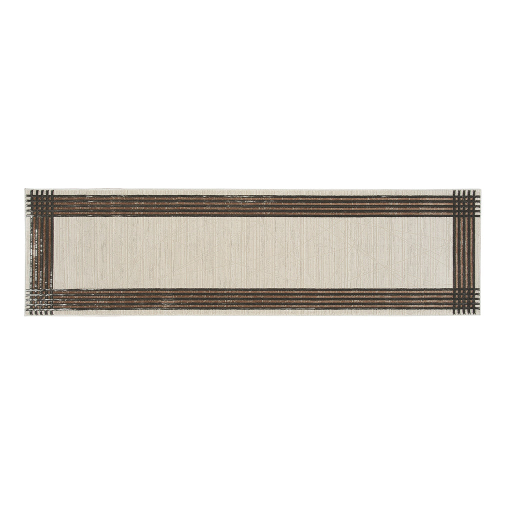 Desire Rug DSR01 Ivory Silver 66cm x 229cm Runner